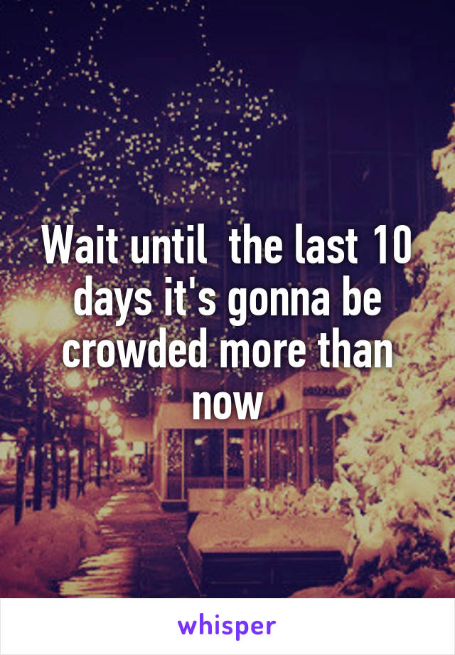 Wait until  the last 10 days it's gonna be crowded more than now