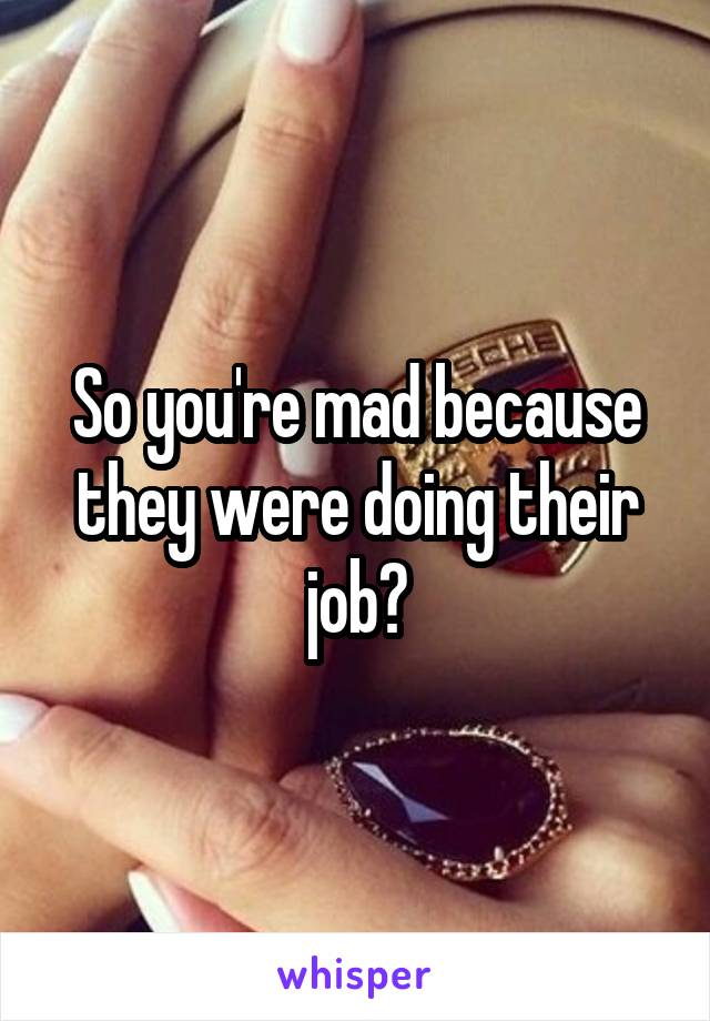 So you're mad because they were doing their job?