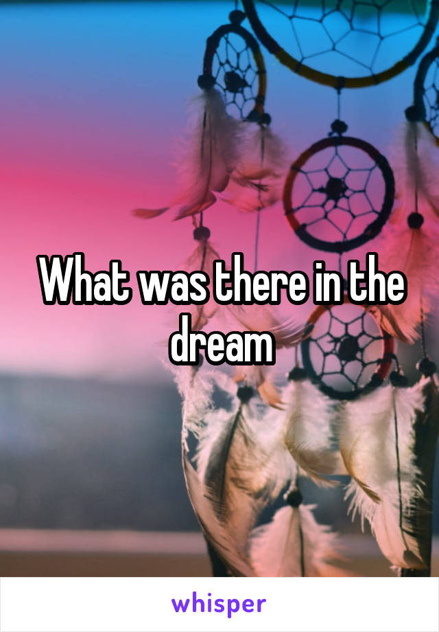 What was there in the dream