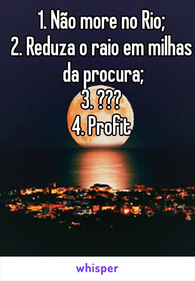 1. Não more no Rio;
2. Reduza o raio em milhas da procura;
3. ???
4. Profit