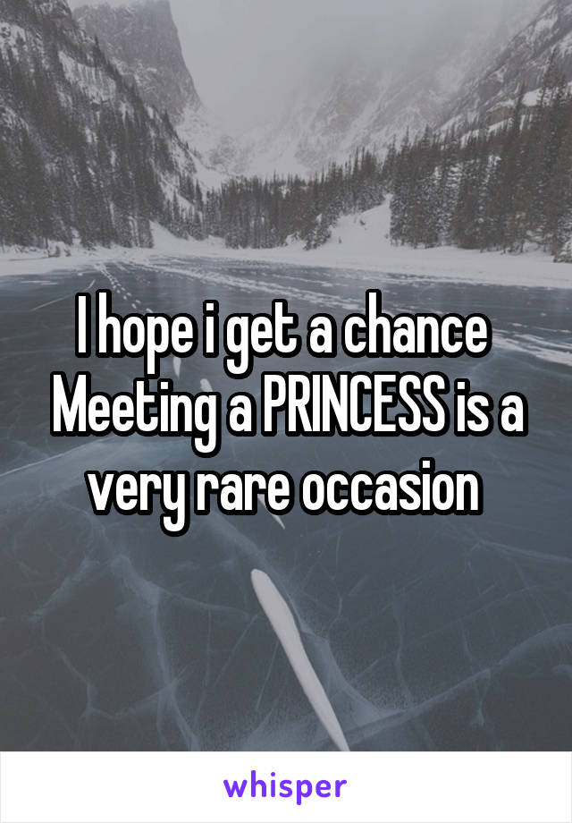 I hope i get a chance 
Meeting a PRINCESS is a very rare occasion 