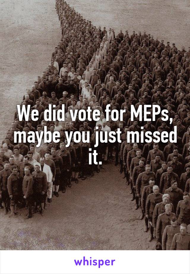 We did vote for MEPs, maybe you just missed it.