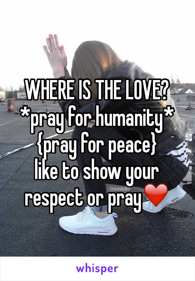 WHERE IS THE LOVE?
*pray for humanity*
{pray for peace}
like to show your respect or pray❤️