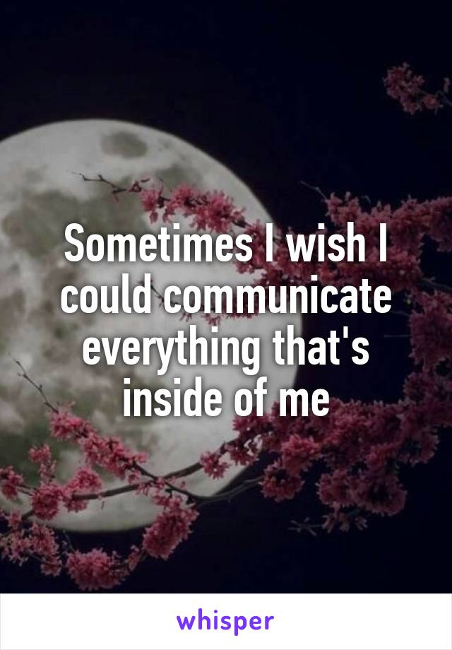 Sometimes I wish I could communicate everything that's inside of me