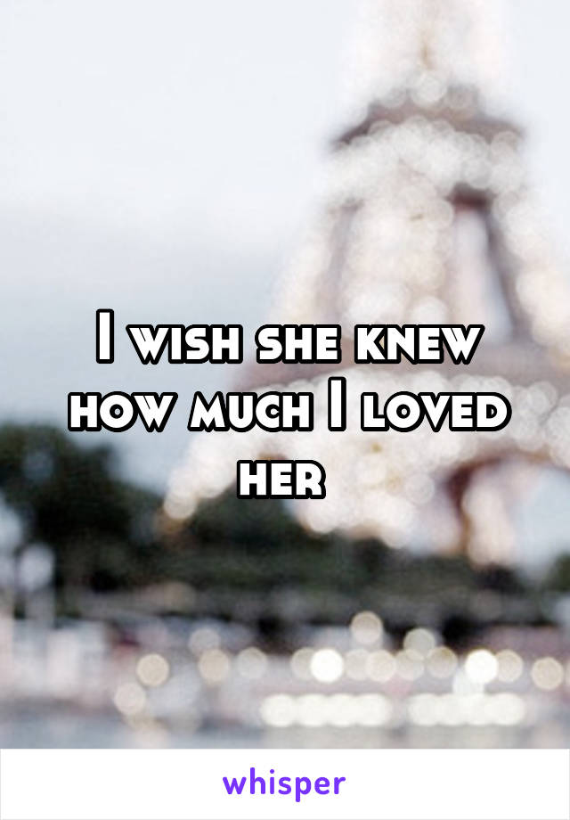 I wish she knew how much I loved her 