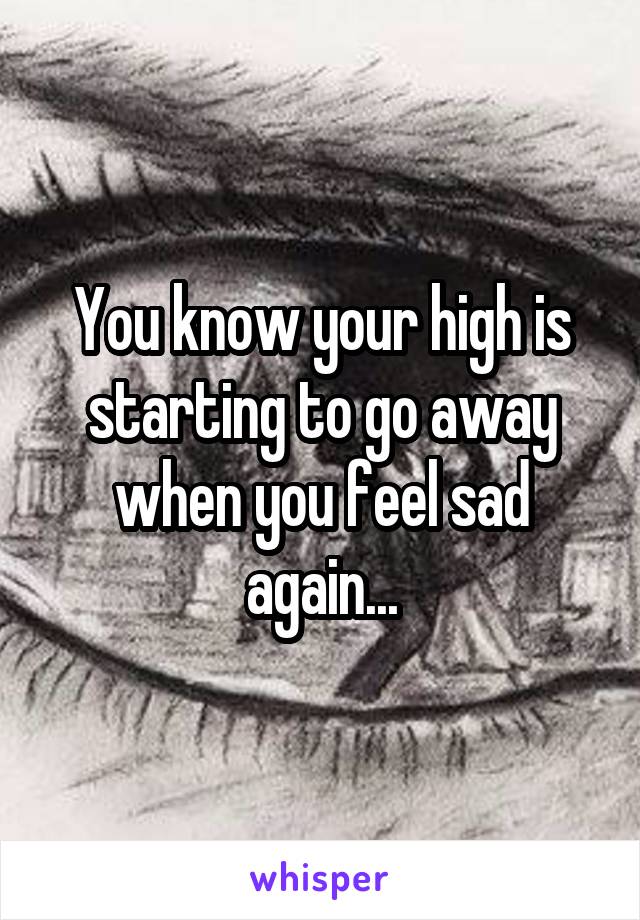 You know your high is starting to go away when you feel sad again...