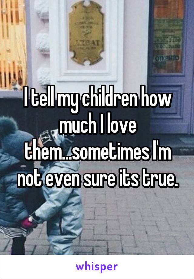 I tell my children how much I love them...sometimes I'm not even sure its true.