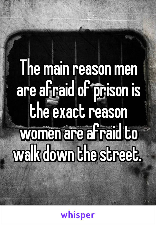 The main reason men are afraid of prison is the exact reason women are afraid to walk down the street. 