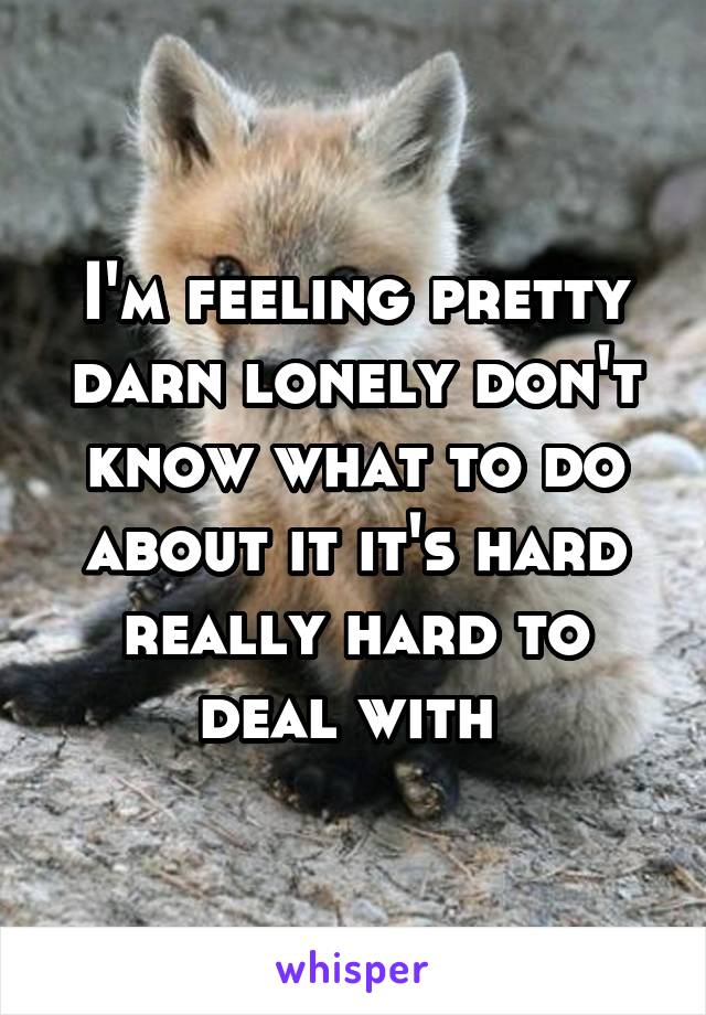 I'm feeling pretty darn lonely don't know what to do about it it's hard really hard to deal with 