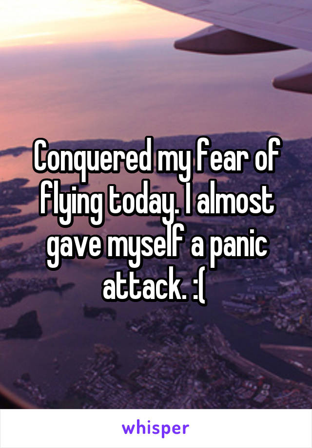 Conquered my fear of flying today. I almost gave myself a panic attack. :( 