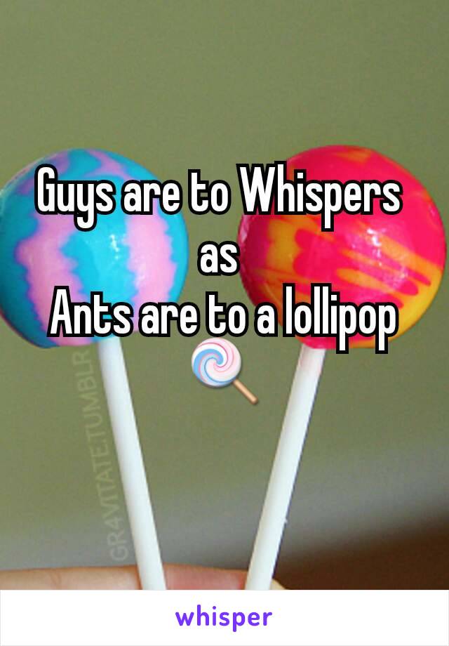 Guys are to Whispers 
as 
Ants are to a lollipop 🍭