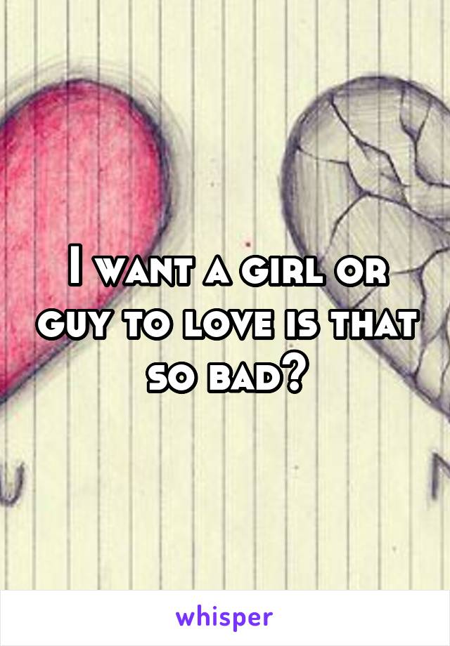 I want a girl or guy to love is that so bad?