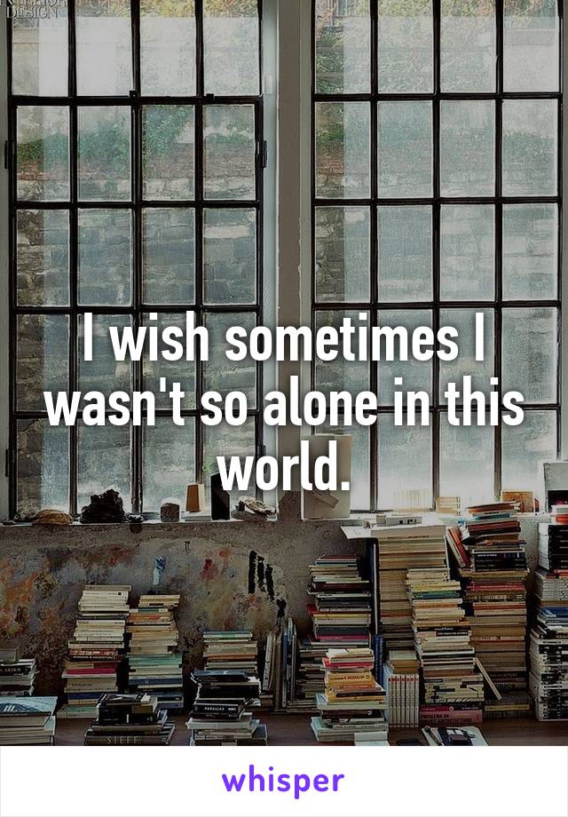 I wish sometimes I wasn't so alone in this world.