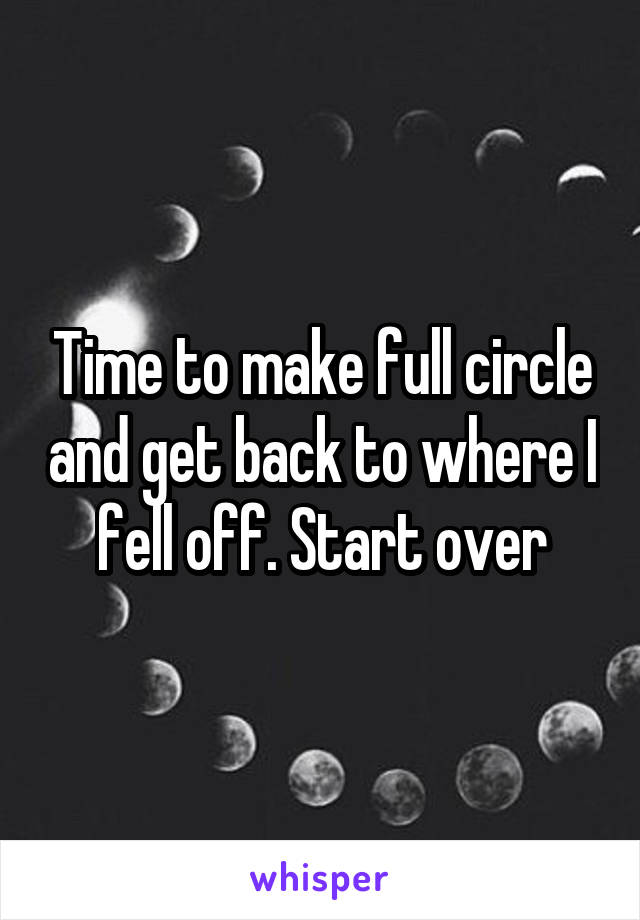 Time to make full circle and get back to where I fell off. Start over