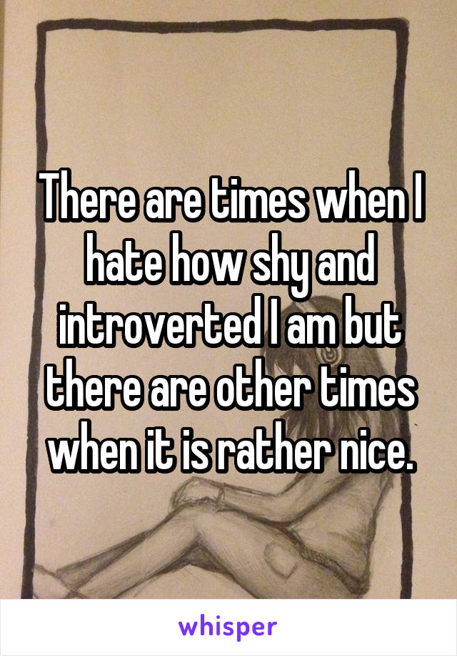 There are times when I hate how shy and introverted I am but there are other times when it is rather nice.