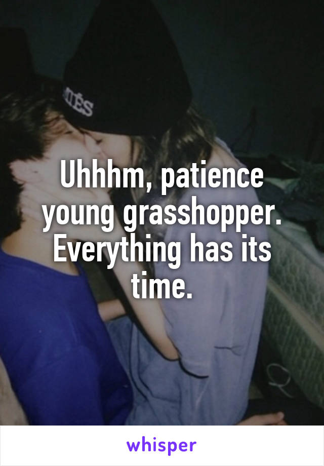 Uhhhm, patience young grasshopper. Everything has its time.