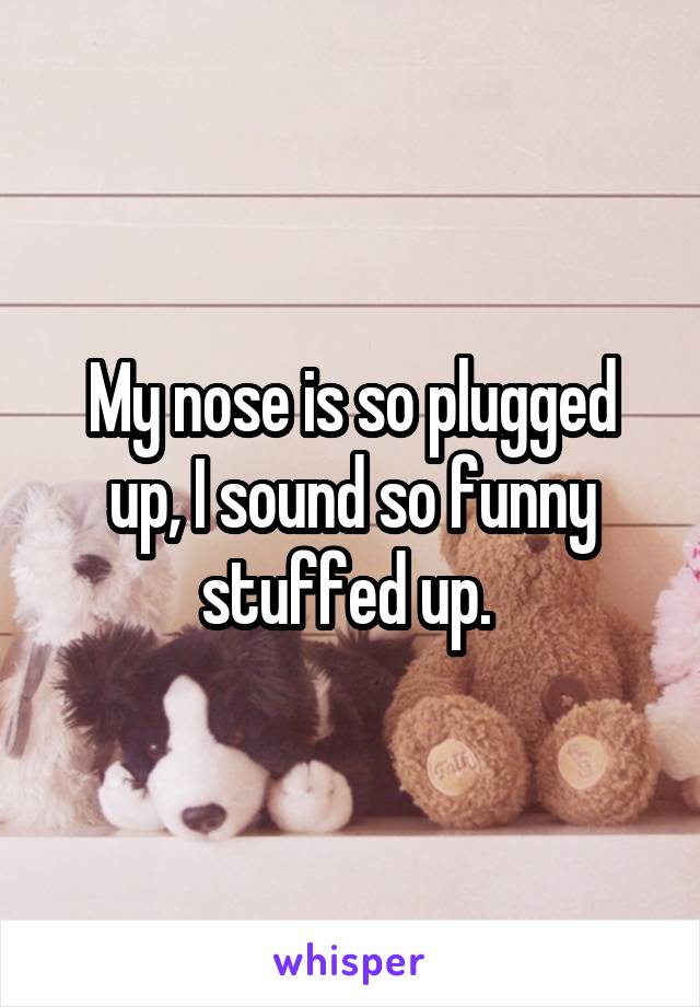 My nose is so plugged up, I sound so funny stuffed up. 