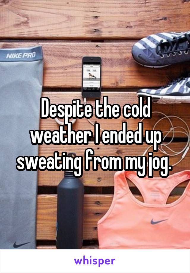 Despite the cold weather I ended up sweating from my jog. 