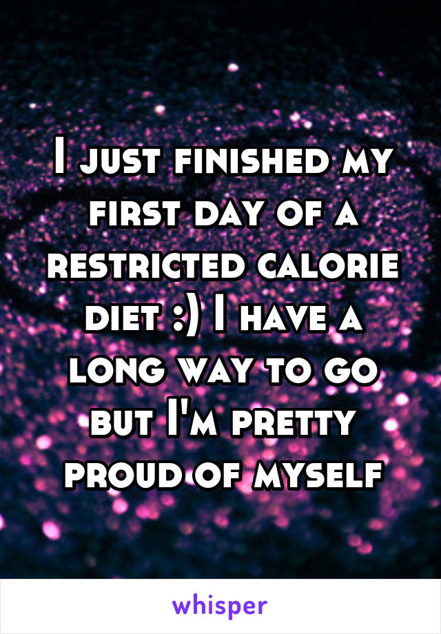 I just finished my first day of a restricted calorie diet :) I have a long way to go but I'm pretty proud of myself