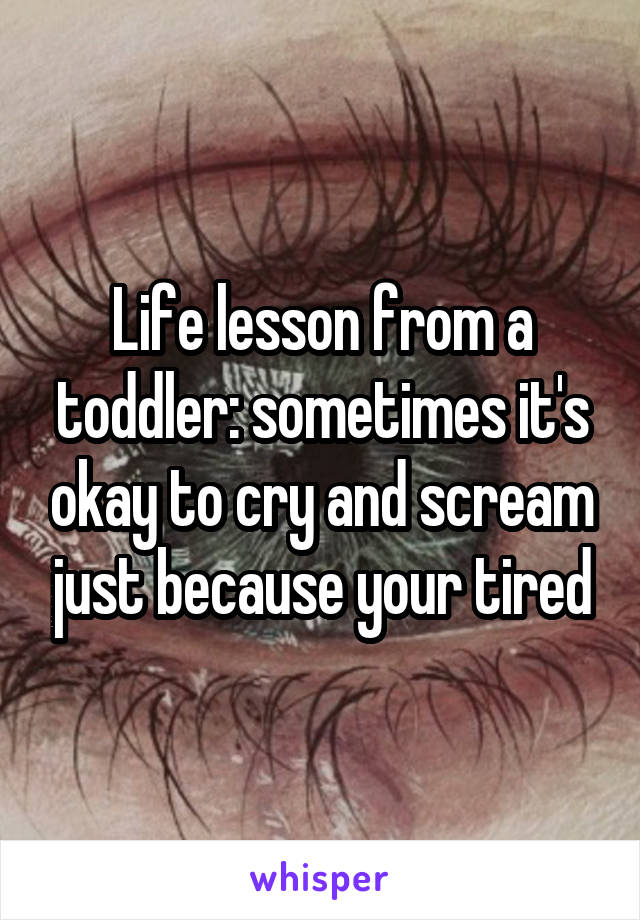 Life lesson from a toddler: sometimes it's okay to cry and scream just because your tired