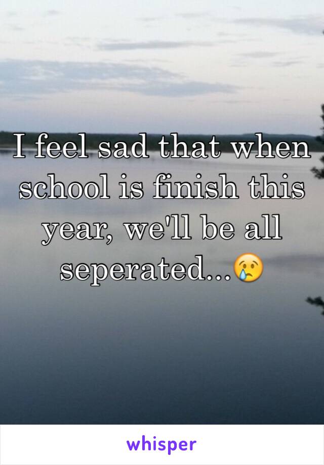 I feel sad that when school is finish this year, we'll be all seperated...😢