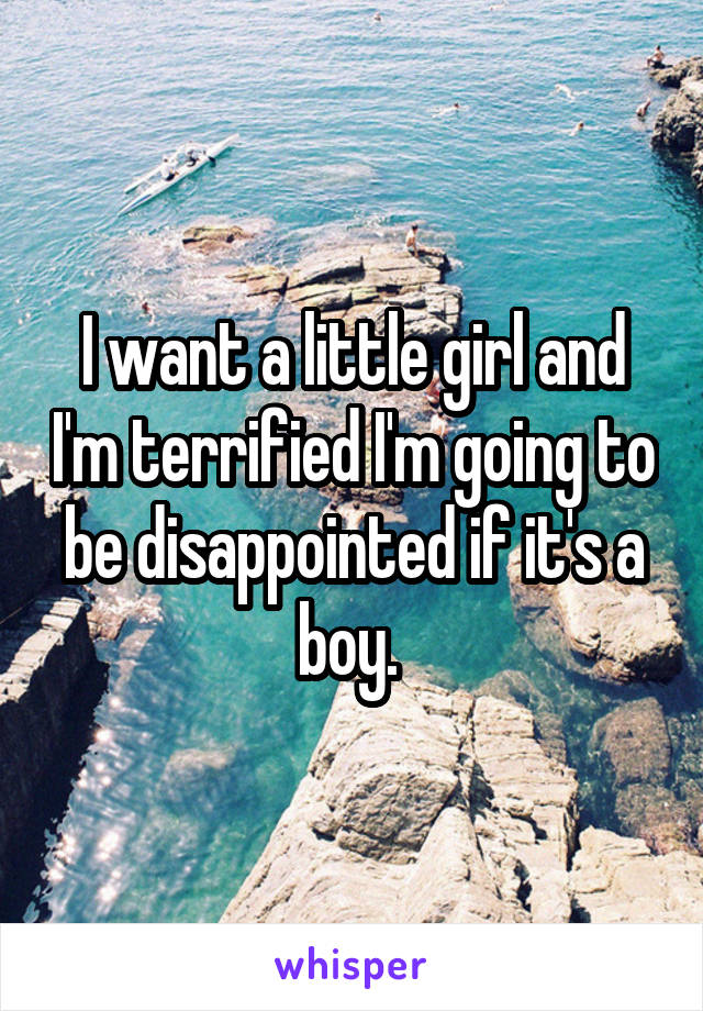 I want a little girl and I'm terrified I'm going to be disappointed if it's a boy. 