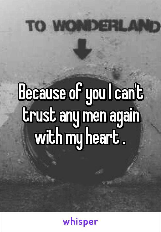 Because of you I can't trust any men again with my heart . 