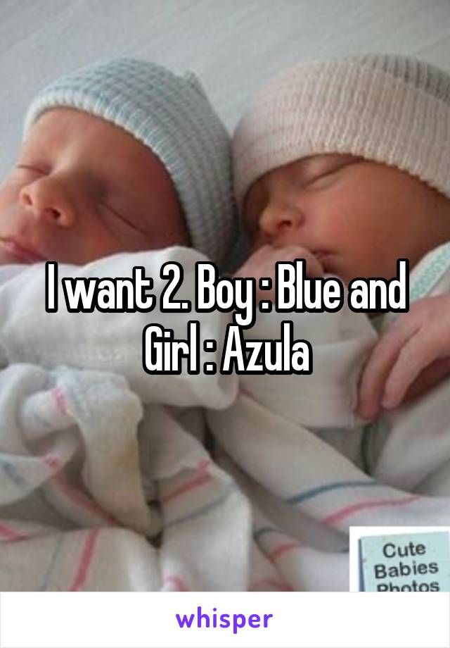 I want 2. Boy : Blue and Girl : Azula