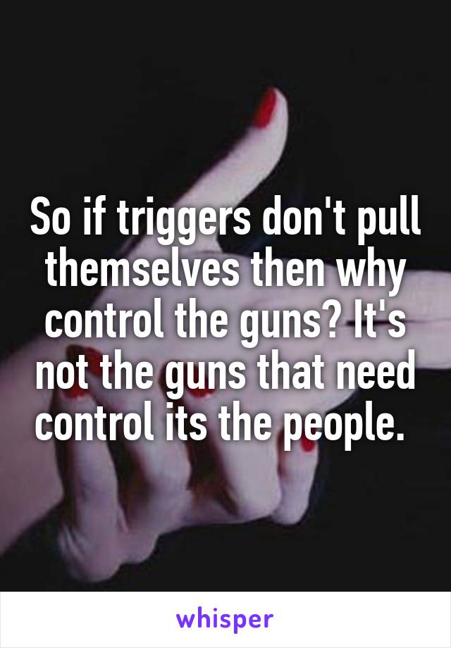 So if triggers don't pull themselves then why control the guns? It's not the guns that need control its the people. 