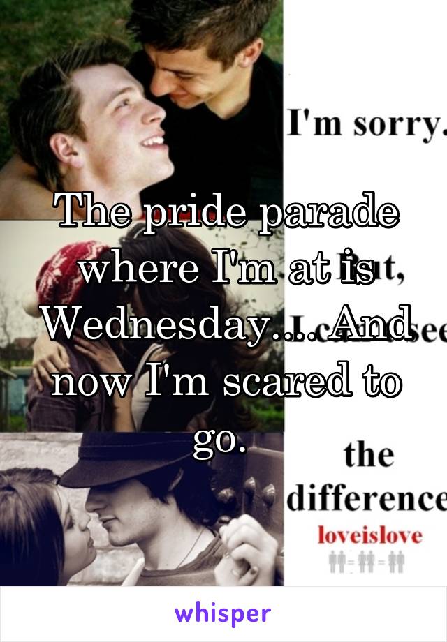 The pride parade where I'm at is Wednesday.... And now I'm scared to go. 