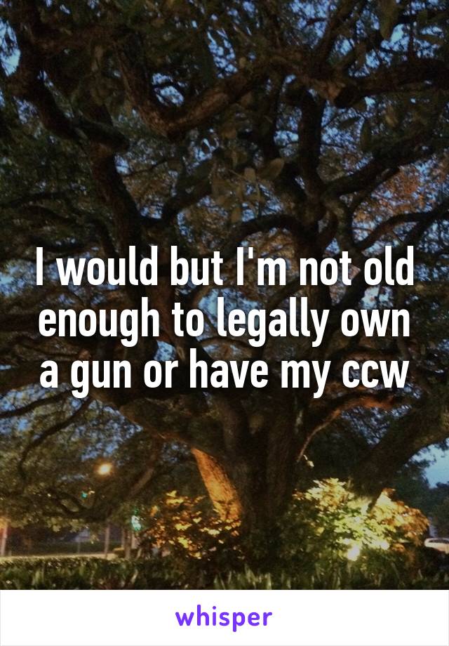 I would but I'm not old enough to legally own a gun or have my ccw