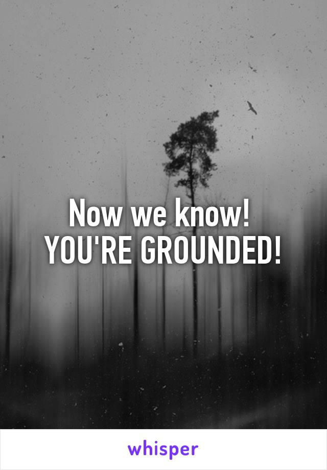 Now we know! 
YOU'RE GROUNDED!