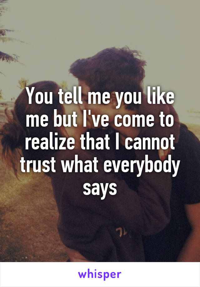 You tell me you like me but I've come to realize that I cannot trust what everybody says