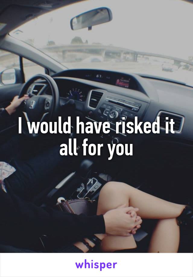 I would have risked it all for you