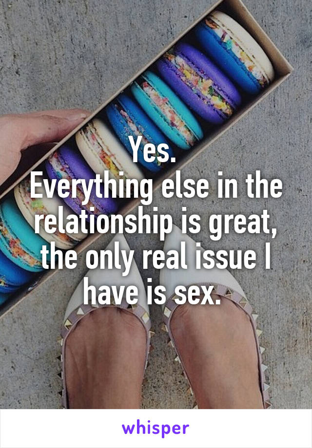 Yes. 
Everything else in the relationship is great, the only real issue I have is sex. 