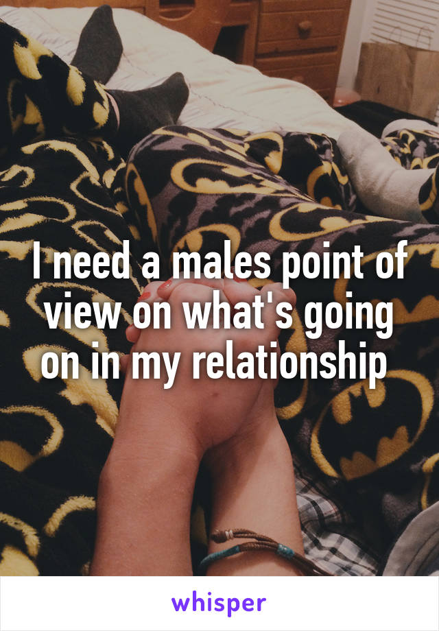 I need a males point of view on what's going on in my relationship 