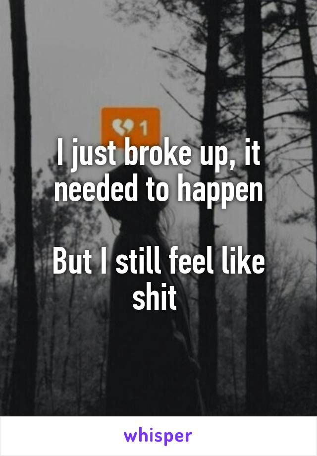 I just broke up, it needed to happen

But I still feel like shit 