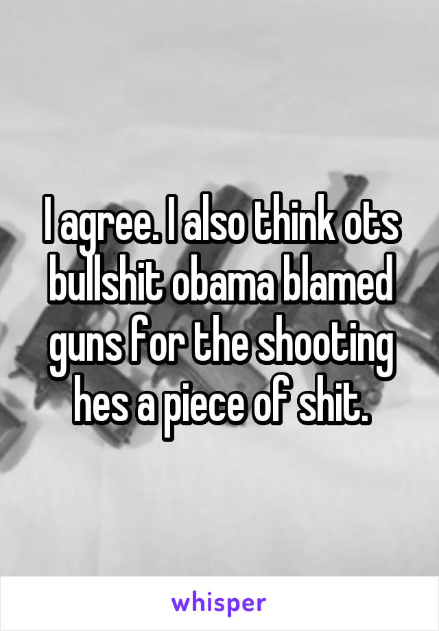 I agree. I also think ots bullshit obama blamed guns for the shooting hes a piece of shit.