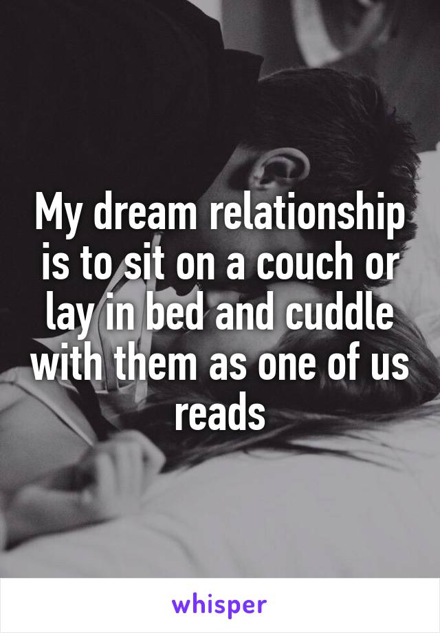 My dream relationship is to sit on a couch or lay in bed and cuddle with them as one of us reads
