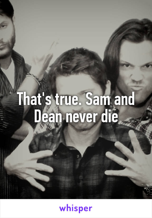 That's true. Sam and Dean never die