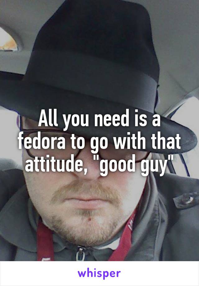 All you need is a fedora to go with that attitude, "good guy"
