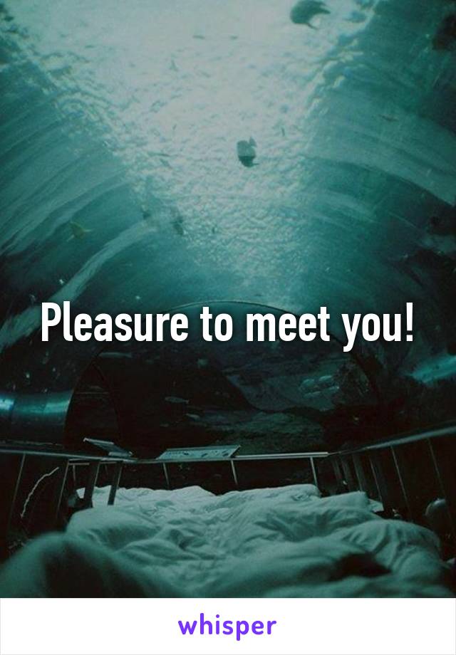 Pleasure to meet you!