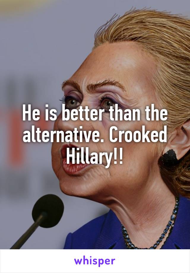 He is better than the alternative. Crooked Hillary!!