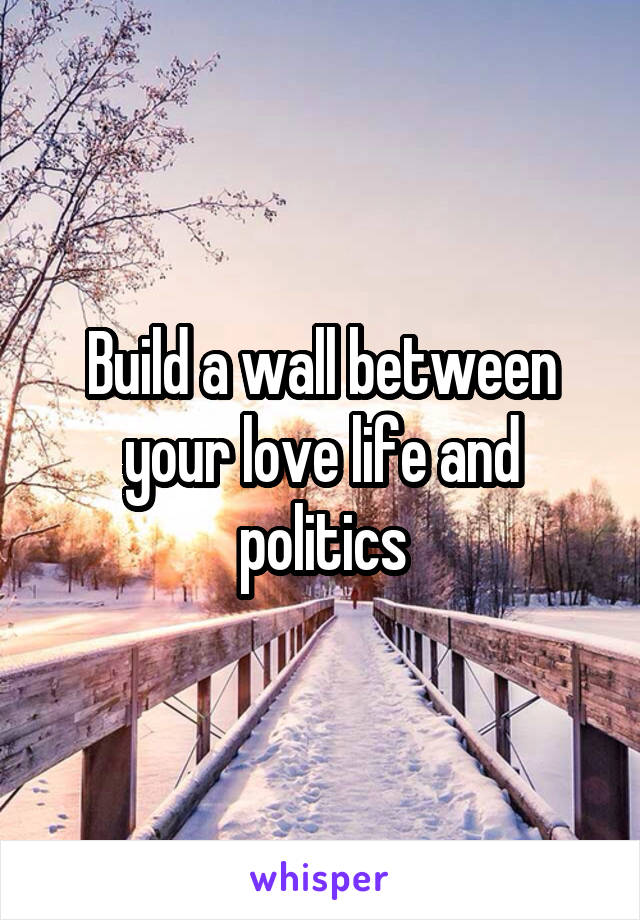 Build a wall between your love life and politics