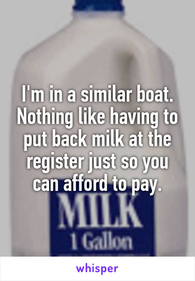 I'm in a similar boat. Nothing like having to put back milk at the register just so you can afford to pay.