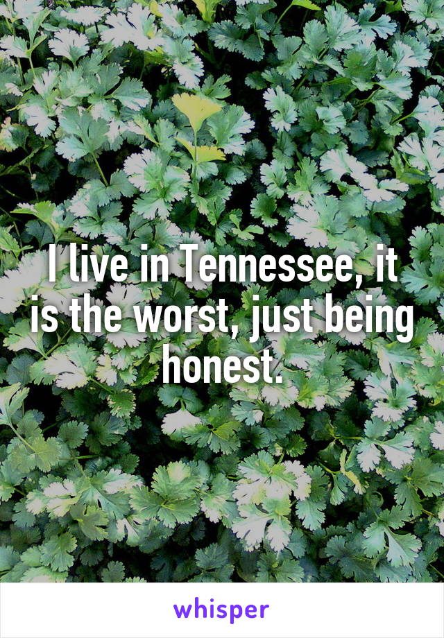 I live in Tennessee, it is the worst, just being honest.