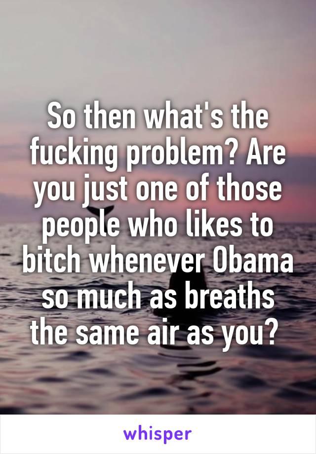 So then what's the fucking problem? Are you just one of those people who likes to bitch whenever Obama so much as breaths the same air as you? 