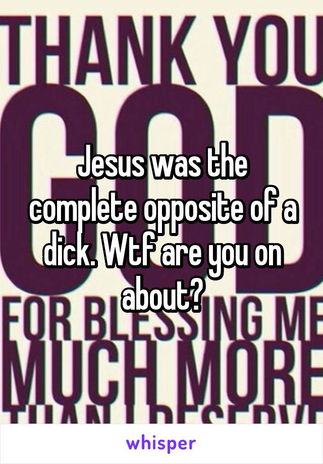 Jesus was the complete opposite of a dick. Wtf are you on about?