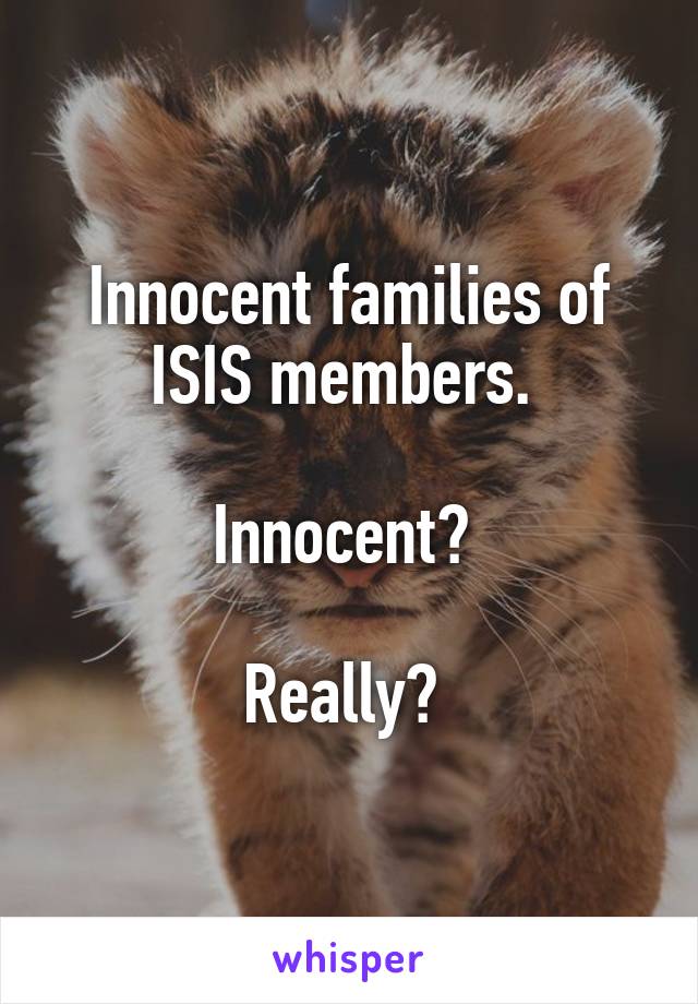 Innocent families of ISIS members. 

Innocent? 

Really? 