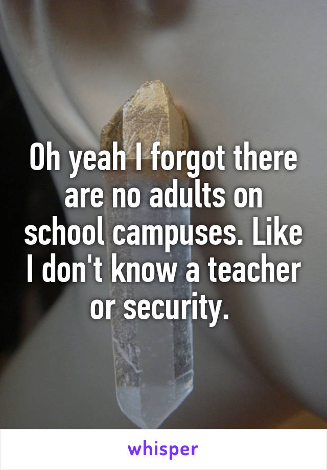 Oh yeah I forgot there are no adults on school campuses. Like I don't know a teacher or security. 